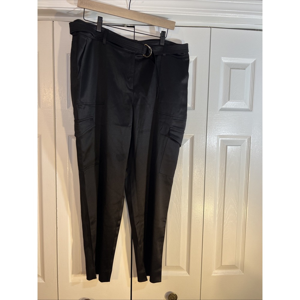 CHICO'S Black Cinch‎ Belted Cargo Pants Size 2 EUC